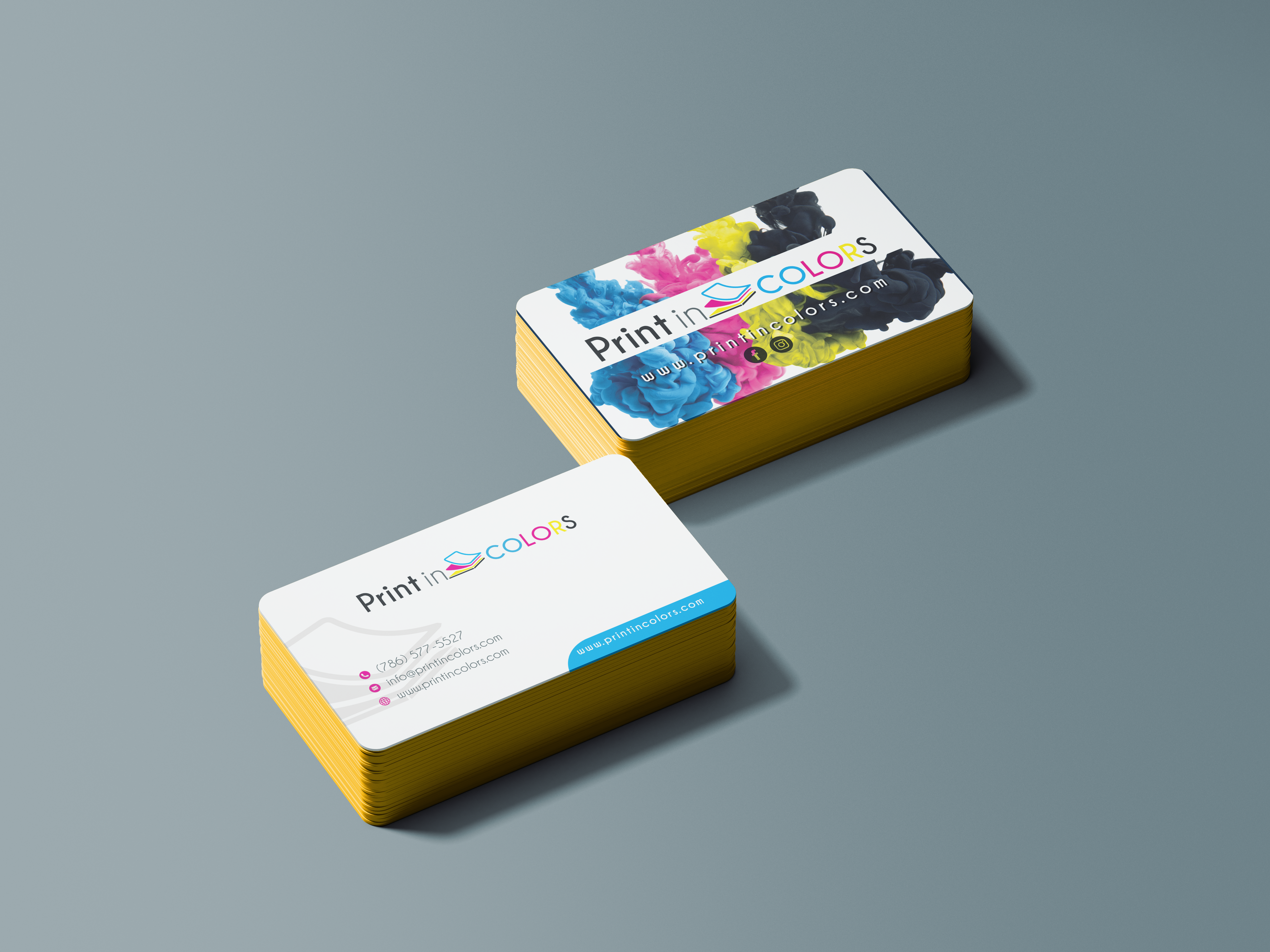 17 Pt. Silk Laminate Colored Edges Business Cards